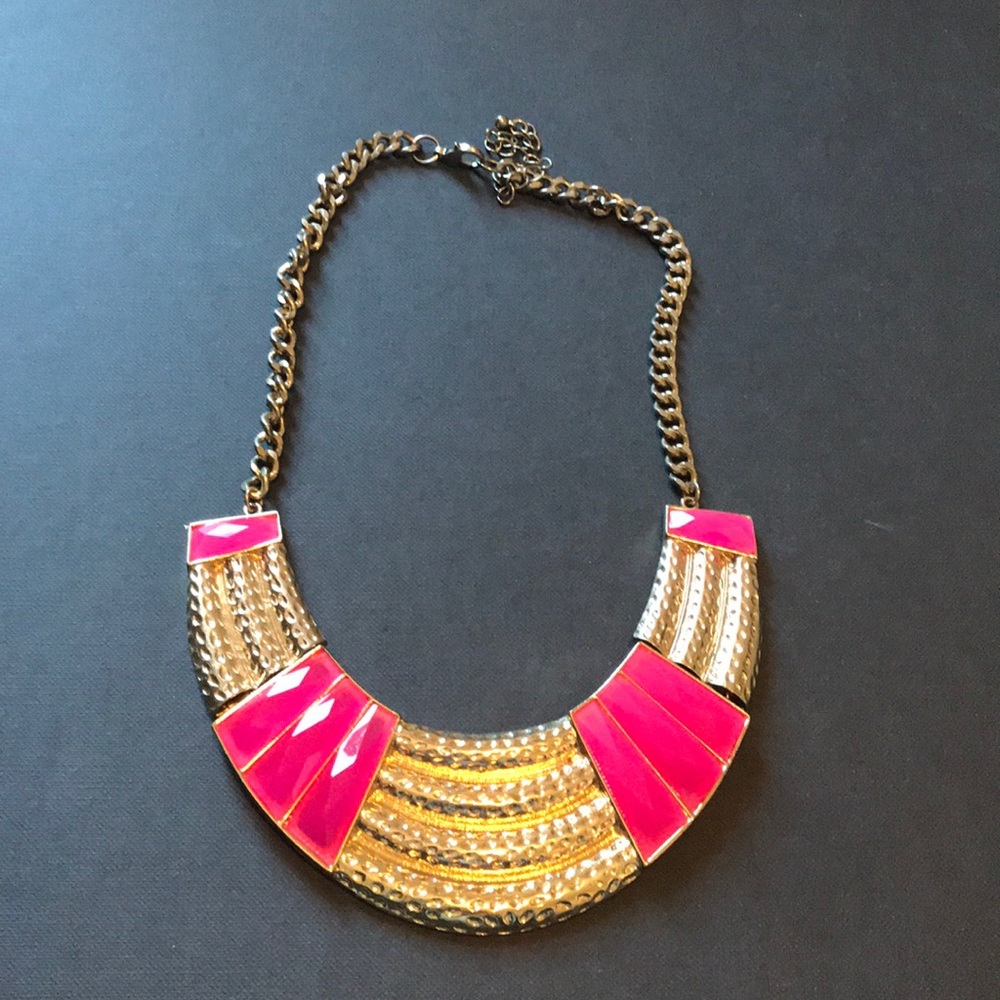 Pink and gold statement necklace